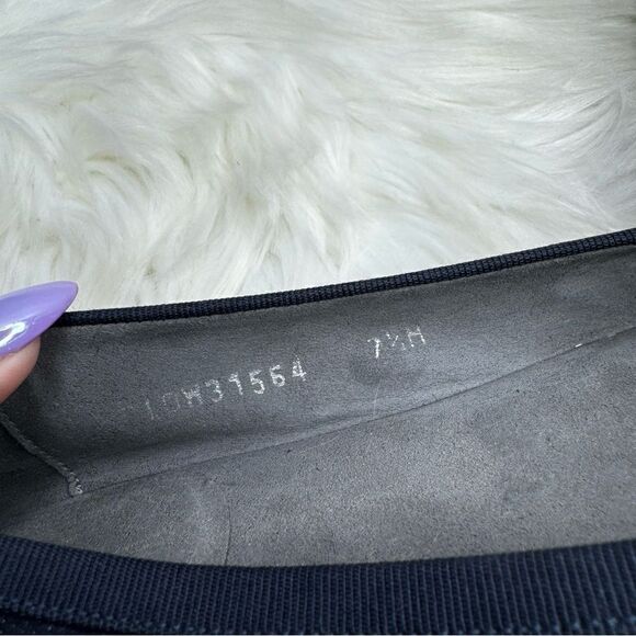 Stuart Weitzman Tulip Bow Square Toe Navy Flats 7.5 - Picture 4 of 7